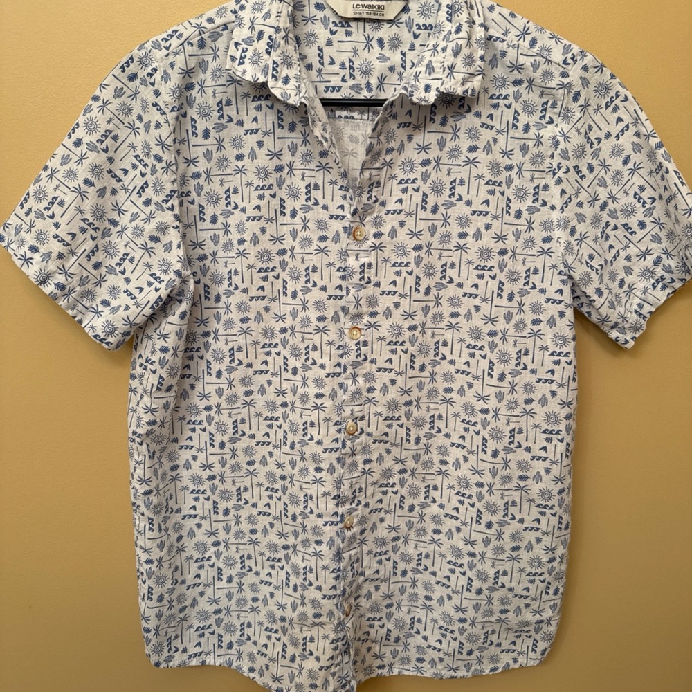 Kids Tropical Print Button-Down Shirt
